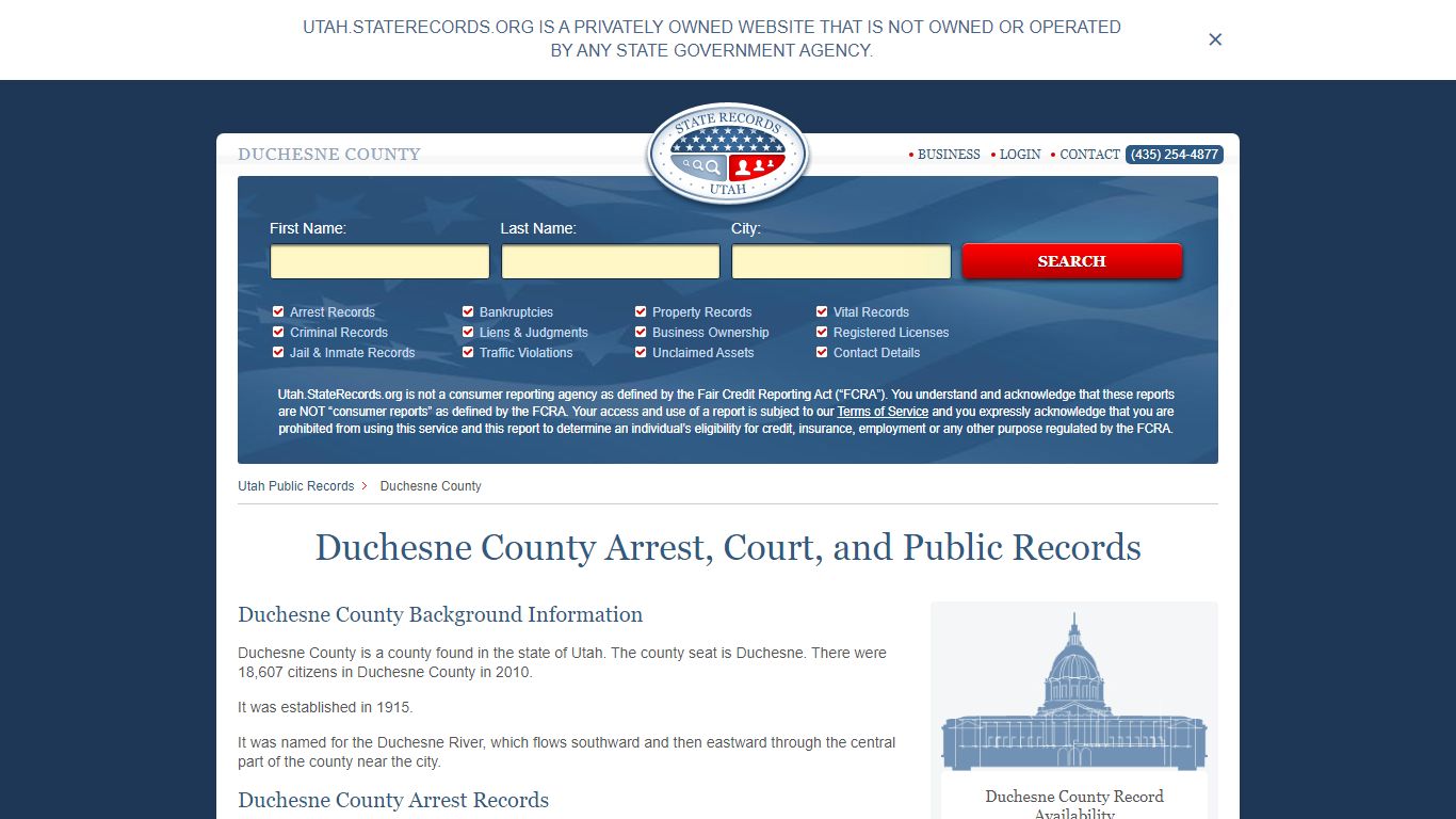 Duchesne County Arrest, Court, and Public Records