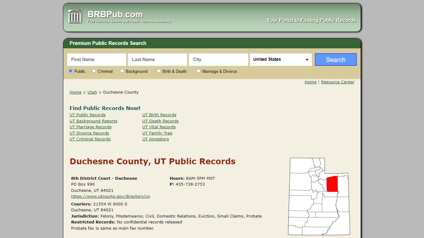 Duchesne County Public Records | Search Utah Government ...