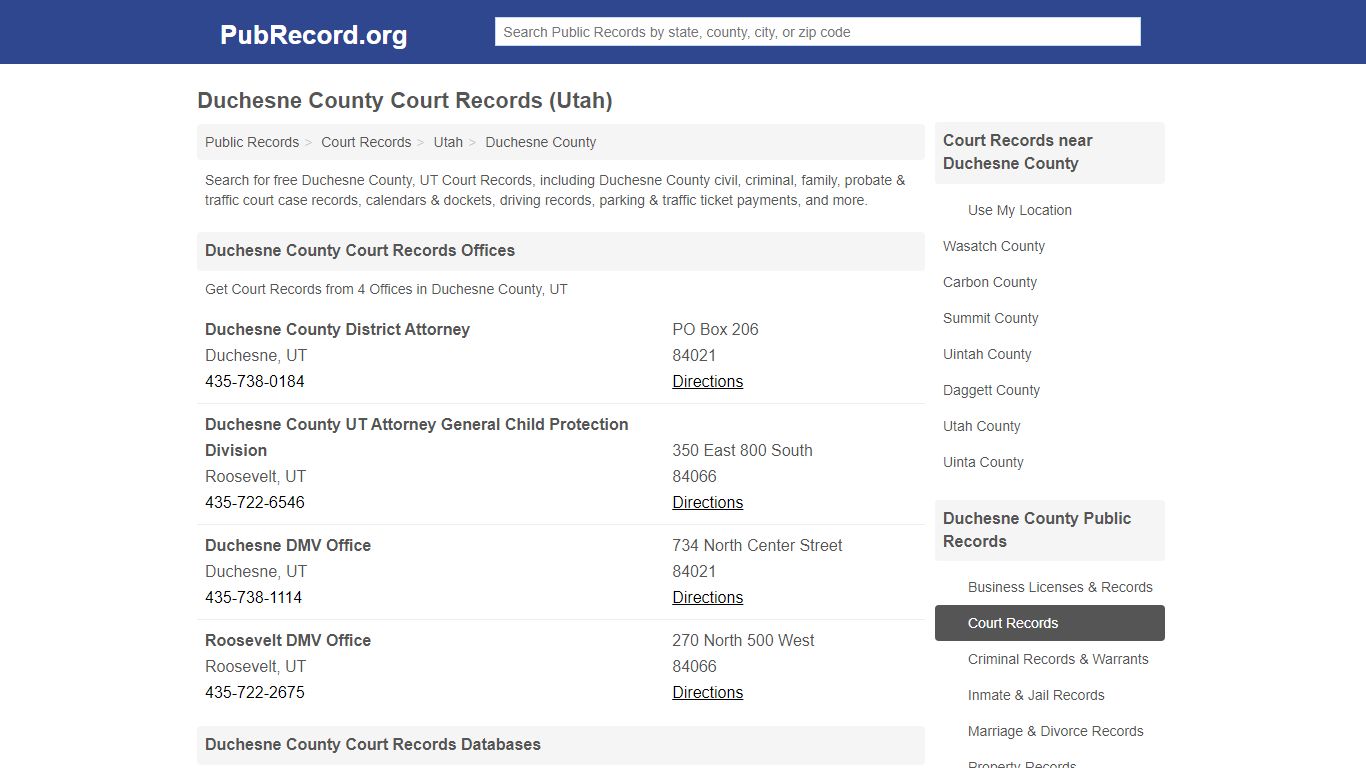 Free Duchesne County Court Records (Utah Court Records)